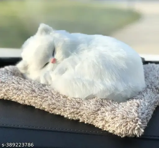 Globe Cute Cat Soft Plush Press Simulation Sound Animal Cute Cotton, Faux Animal Fur Sleeping Cat Stuffed Toy for Valentine Gift Gifts for Women Gift for Girls Birthday Gift for Girls