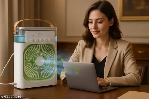 Compact USB Air Cooler Fan with 3-Speed Levels & Humidifying Mist – Personal Tabletop Cooling Device for Room, Office & Travel Use(white)